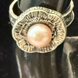 Silpada Woman's Sterling Silver Lily Rose Pearl Ring Size 7